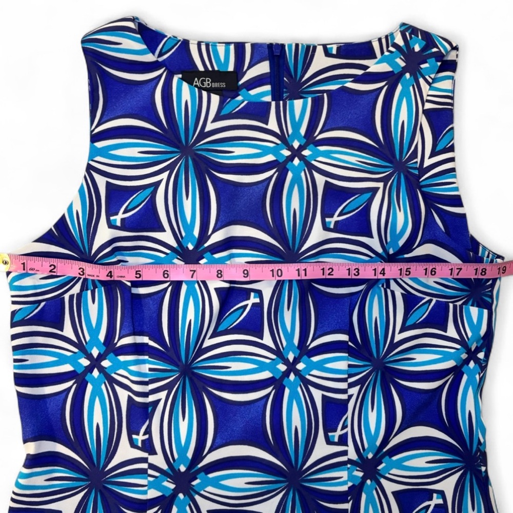 AGB Size 14 Blue Geometric Shift Dress A Line Versatile - Picture 5 of 6